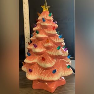 15” Pink Ceramic Classic Christmas Tree